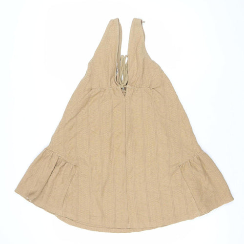 Pull&Bear Women's Beige Sleeveless A-Line Knit Dress Size S