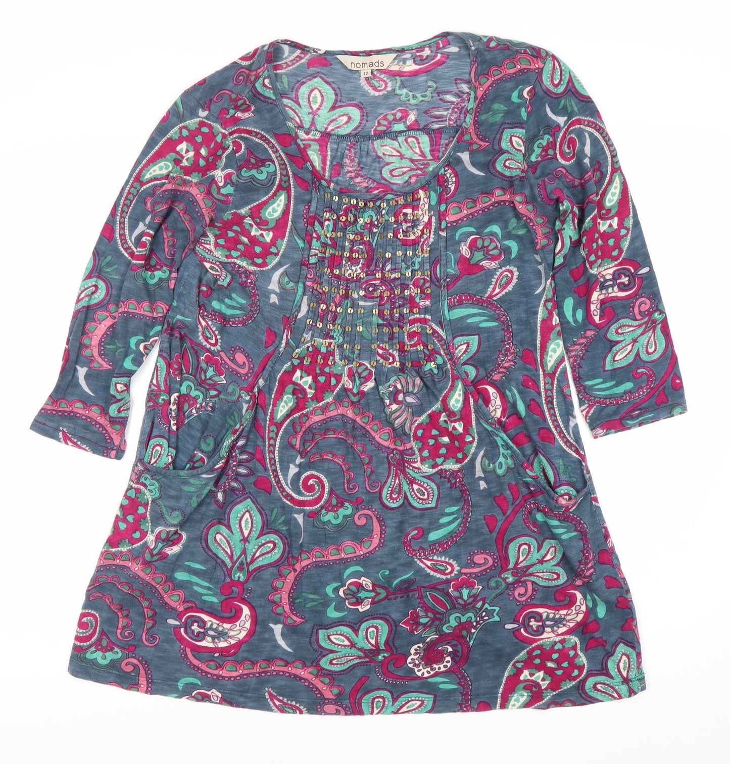 Nomads Women’s Multicoloured Paisley Tunic Top Size 12 Cotton