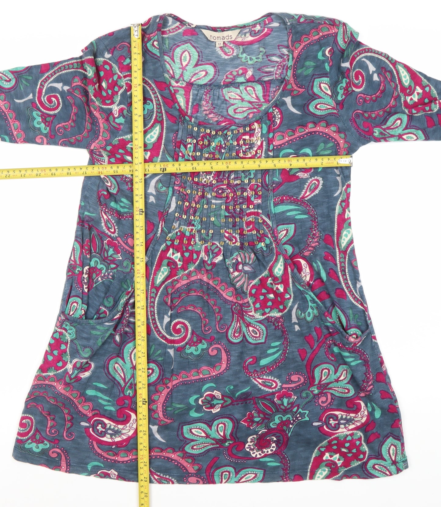 Nomads Women’s Multicoloured Paisley Tunic Top Size 12 Cotton