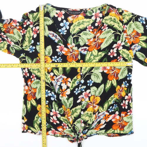 Dorothy Perkins Women’s Multicoloured Floral Tie-Front Cropped Blouse UK 12