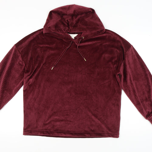 Marks & Spencer Women's Purple Velvet Pullover Hoodie L Regular Fit