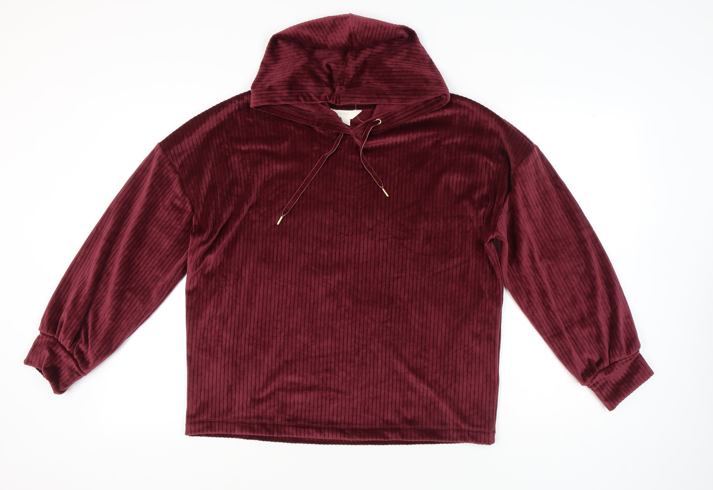 Marks & Spencer Women's Purple Velvet Pullover Hoodie L Regular Fit