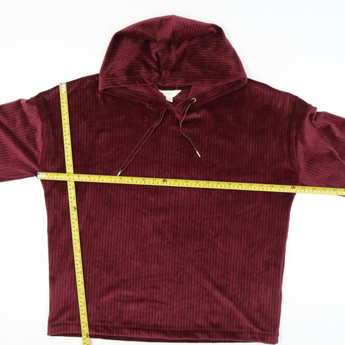 Marks & Spencer Women's Purple Velvet Pullover Hoodie L Regular Fit