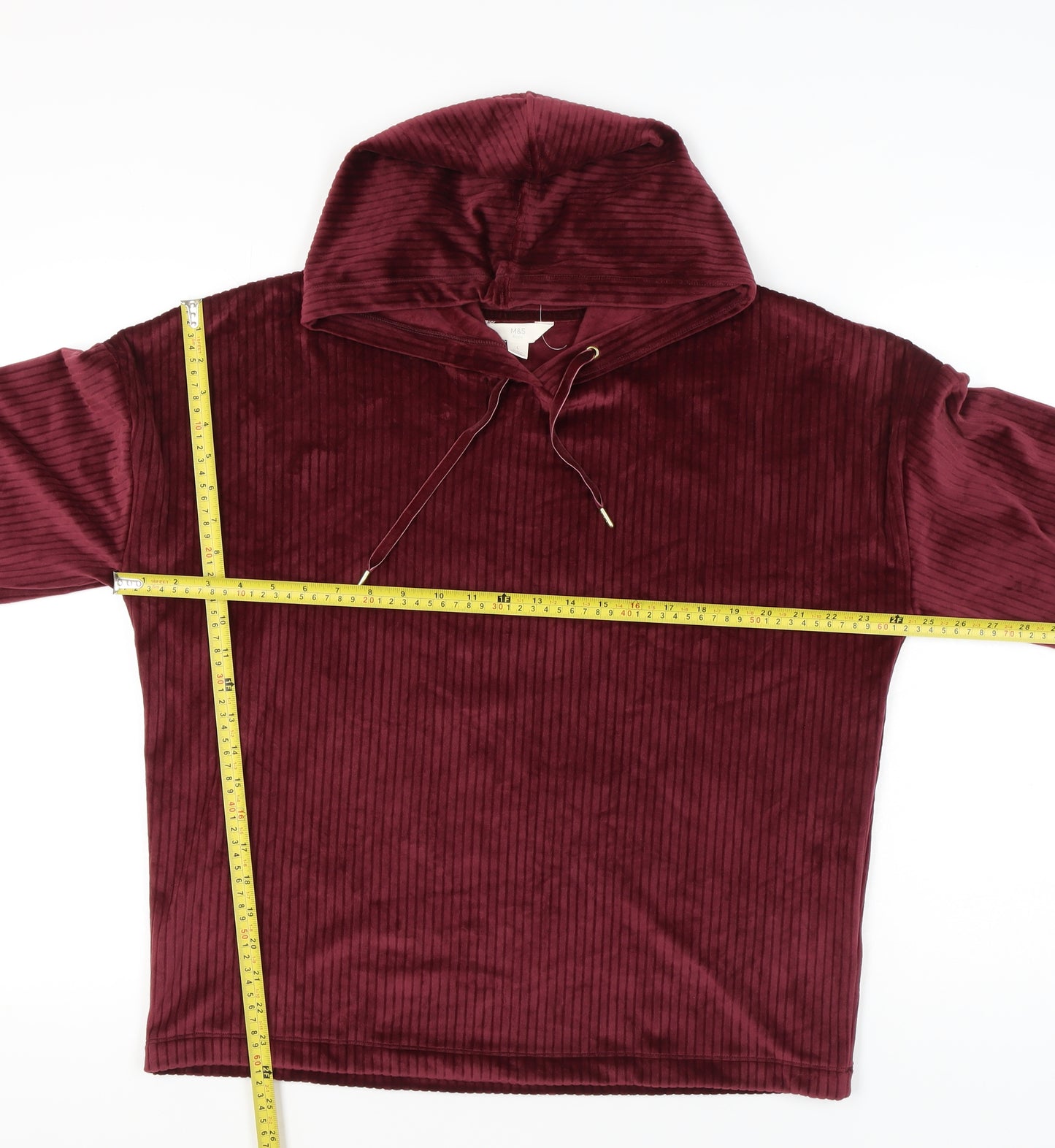 Marks & Spencer Women's Purple Velvet Pullover Hoodie L Regular Fit