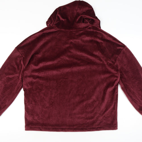Marks & Spencer Women's Purple Velvet Pullover Hoodie L Regular Fit