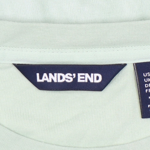 Lands' End Women Green L Pullover Sweatshirt Crew Neck Long Sleeve