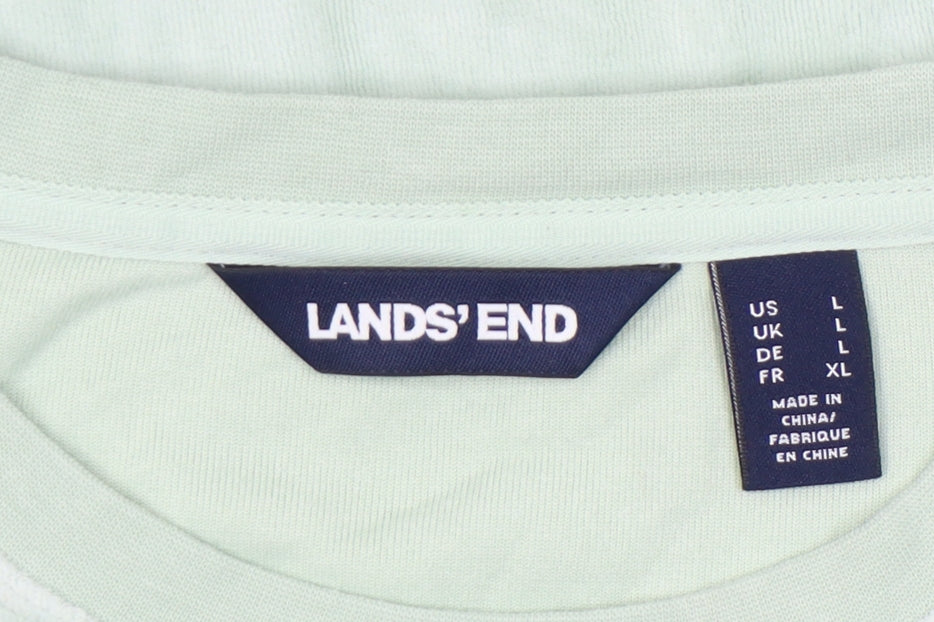 Lands' End Women Green L Pullover Sweatshirt Crew Neck Long Sleeve