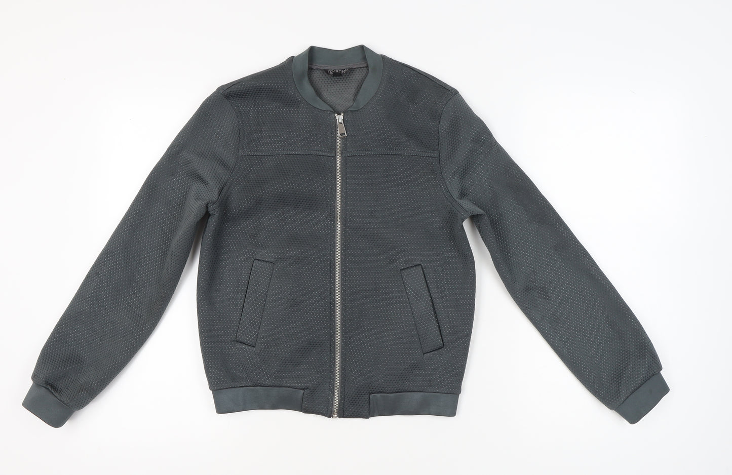 Topshop Women’s Grey Bomber Jacket UK 8 Full Zip Casual