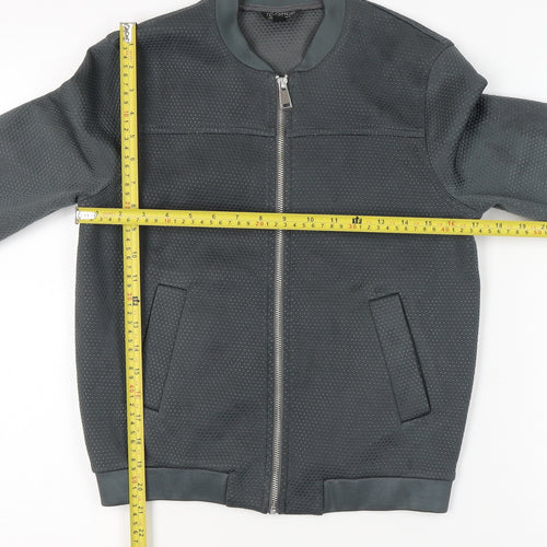 Topshop Women’s Grey Bomber Jacket UK 8 Full Zip Casual