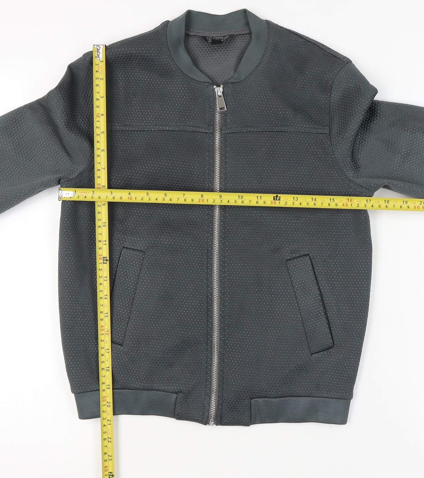 Topshop Women’s Grey Bomber Jacket UK 8 Full Zip Casual
