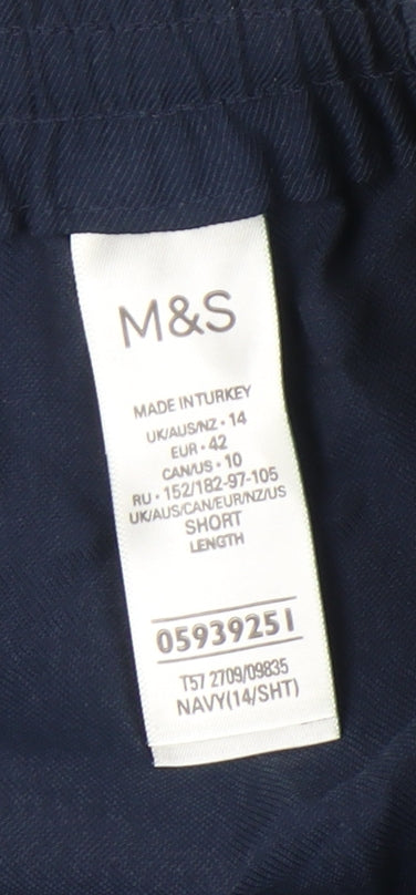Marks and Spencer Womens Blue Size 14 Tapered Jogger Trousers