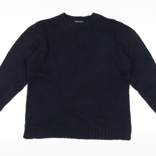 Racing Green Men's Blue Cotton Crew Neck Jumper M Regular Fit
