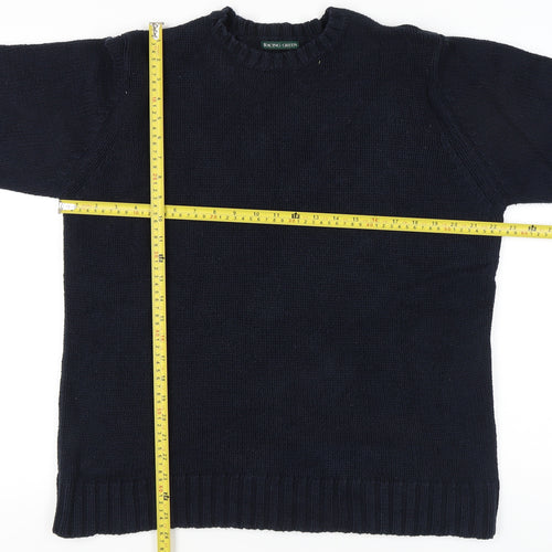 Racing Green Men's Blue Cotton Crew Neck Jumper M Regular Fit