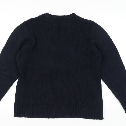 Racing Green Men's Blue Cotton Crew Neck Jumper M Regular Fit