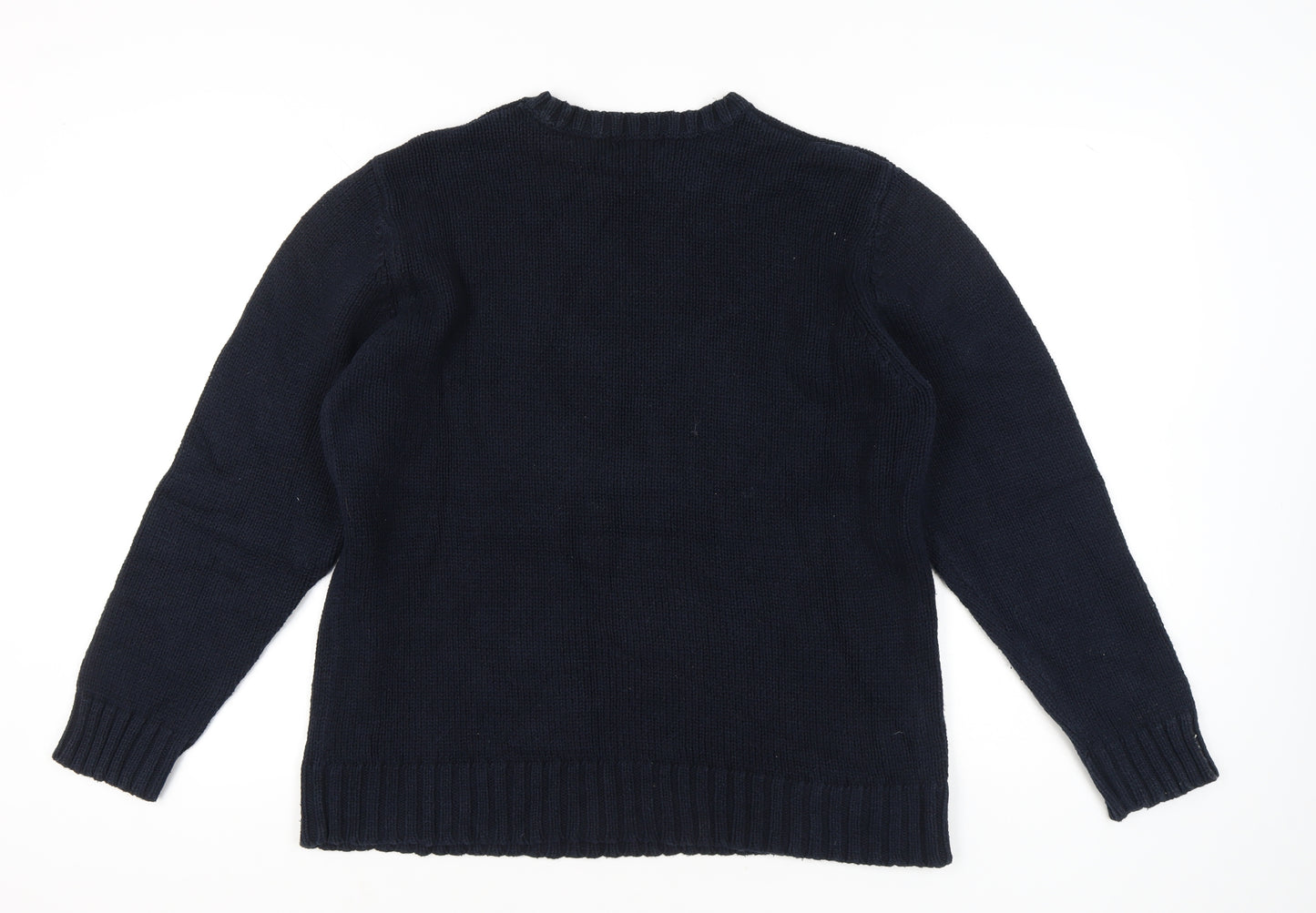 Racing Green Men's Blue Cotton Crew Neck Jumper M Regular Fit