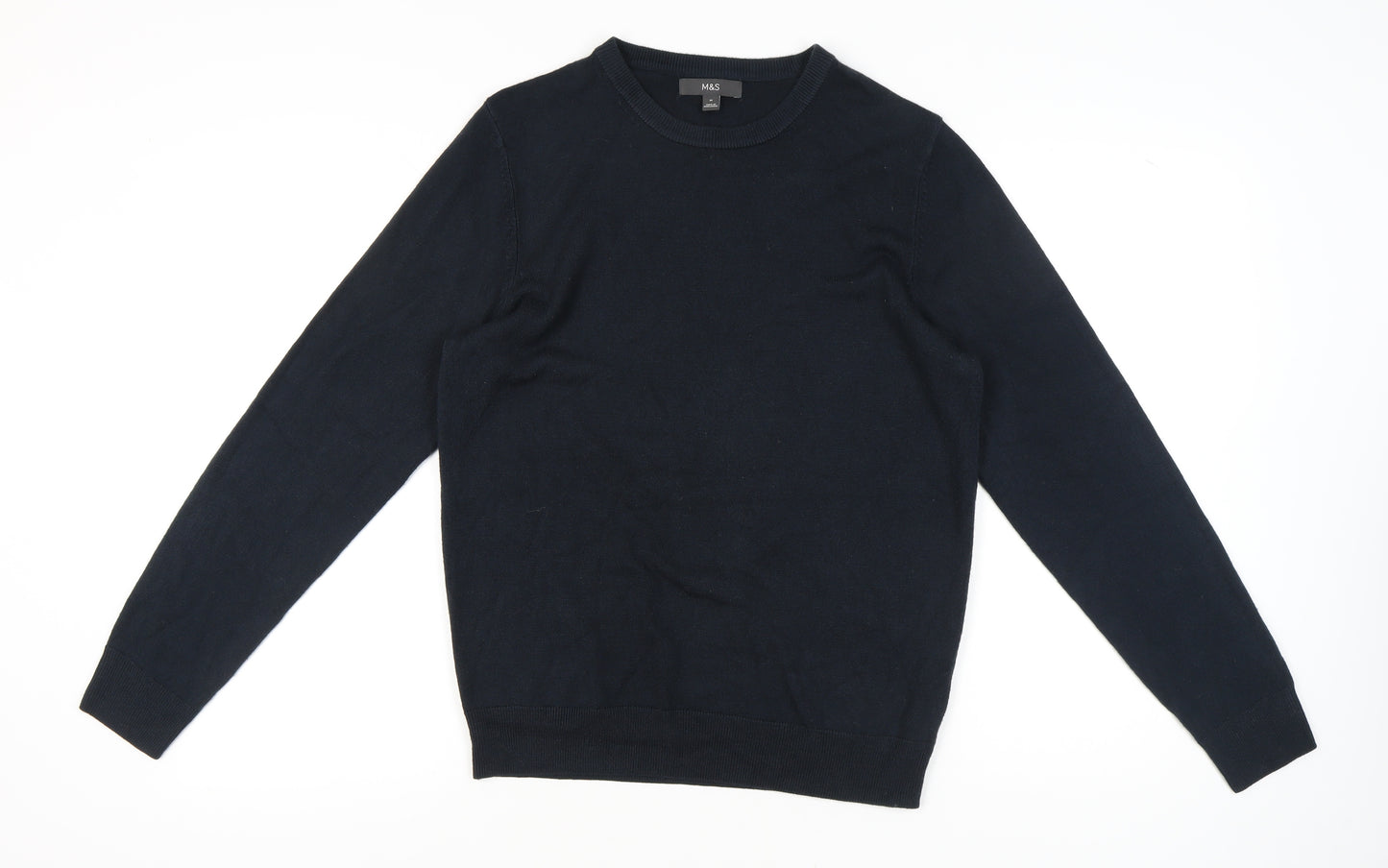 Marks and Spencer Men Black M Pullover Jumper Crew Neck Knit Acrylic