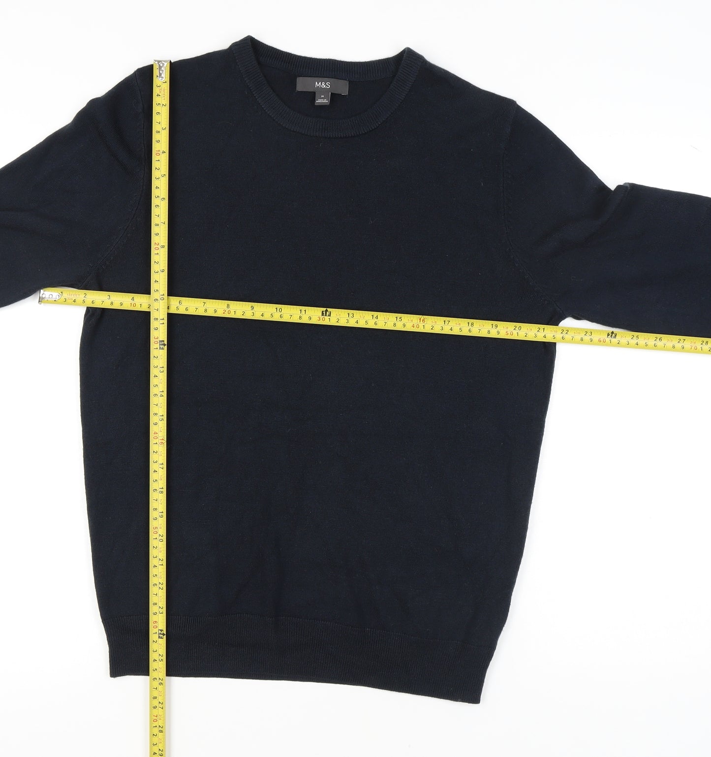 Marks and Spencer Men Black M Pullover Jumper Crew Neck Knit Acrylic