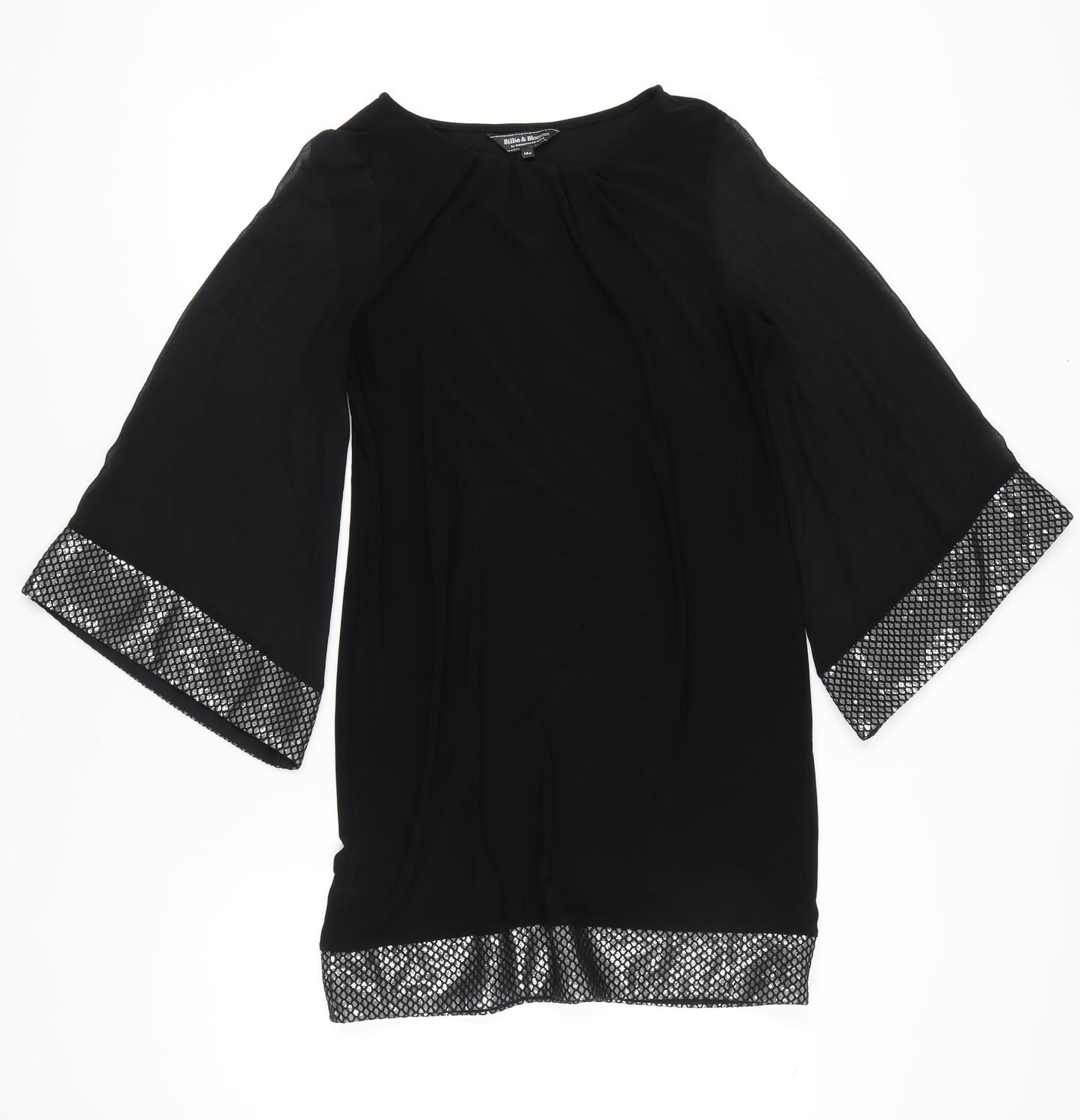 Billie & Blossom Women’s Black Sequin Trim Shift Dress Size 14