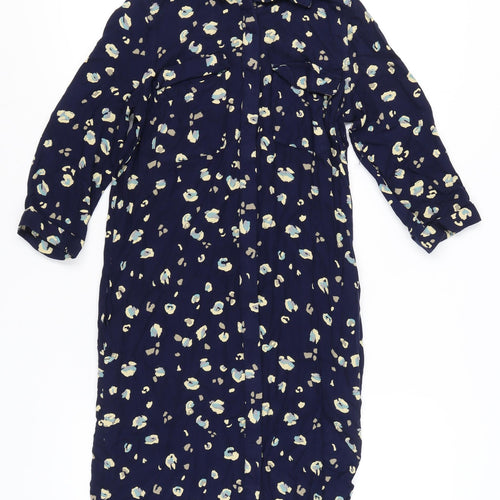 Next Women’s Blue Animal Print Shirt Dress Size 8 Viscose Casual
