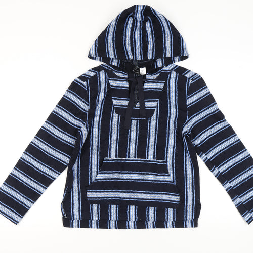 H&M Divided Women’s Blue Striped Pullover Hoodie Size 6