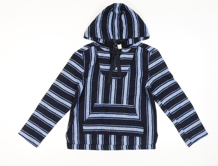 H&M Divided Women’s Blue Striped Pullover Hoodie Size 6