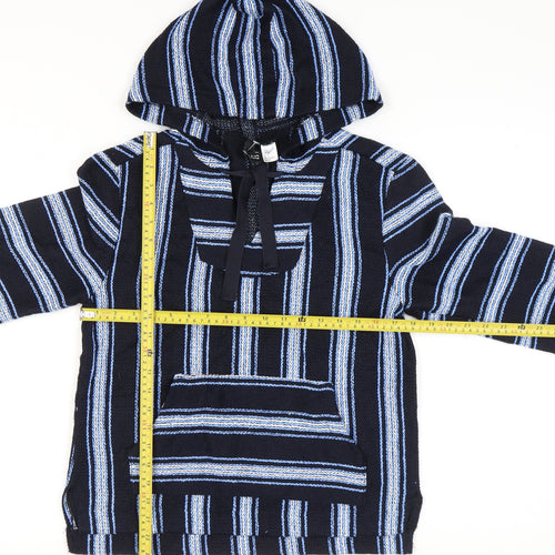 H&M Divided Women’s Blue Striped Pullover Hoodie Size 6