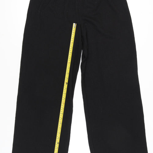 H&M Women’s Black Wide-Leg Crepe Trousers Size 12 Elastic Waist