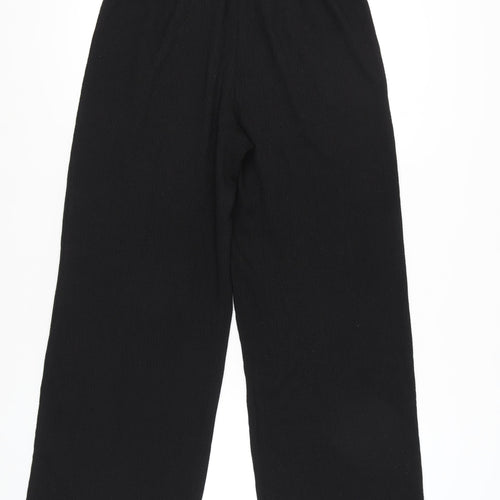 H&M Women’s Black Wide-Leg Crepe Trousers Size 12 Elastic Waist