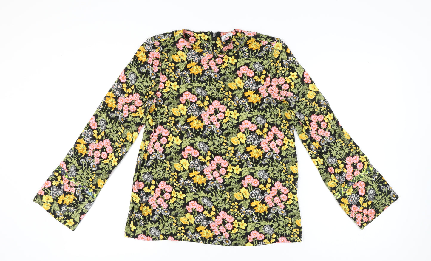 Warehouse Women’s Multicoloured Floral Blouse UK 10 Polyester Long Sleeve