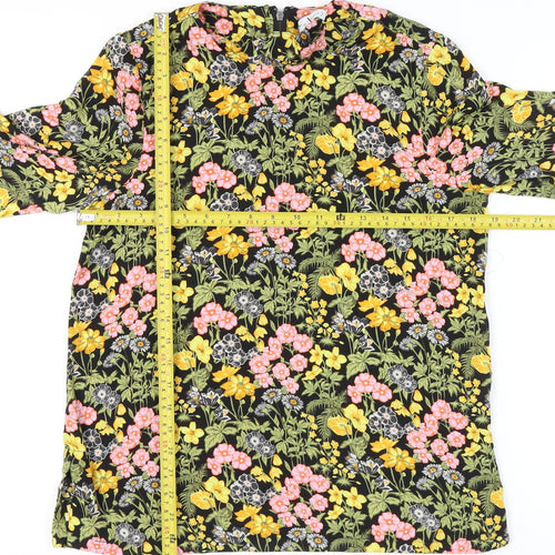 Warehouse Women’s Multicoloured Floral Blouse UK 10 Polyester Long Sleeve