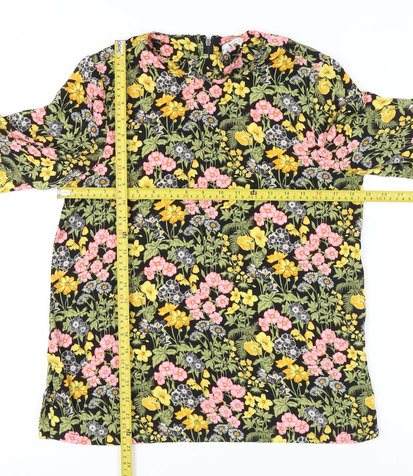 Warehouse Women’s Multicoloured Floral Blouse UK 10 Polyester Long Sleeve