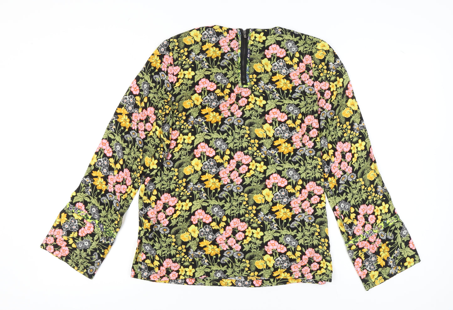 Warehouse Women’s Multicoloured Floral Blouse UK 10 Polyester Long Sleeve