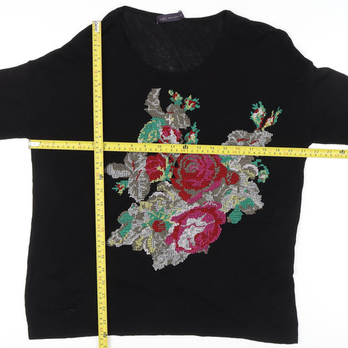 Marks and Spencer Women’s Black Floral Embroidered Pullover Jumper Size 8