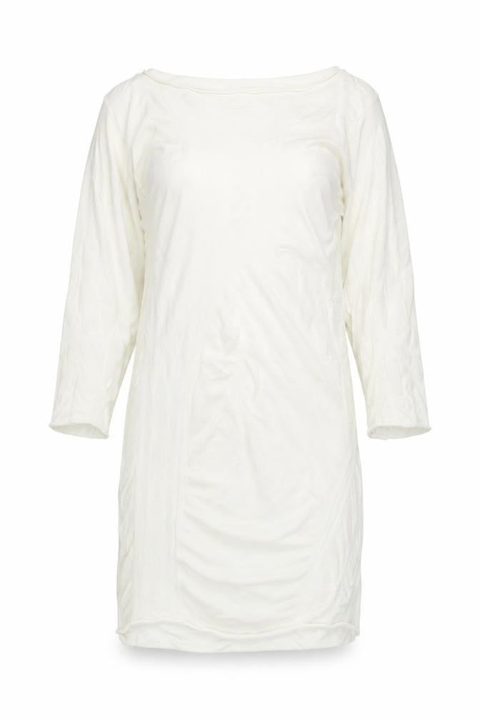 Evelin Brandt Women’s Ivory Sheath Dress Size 12 Knee Length 3/4 Sleeve