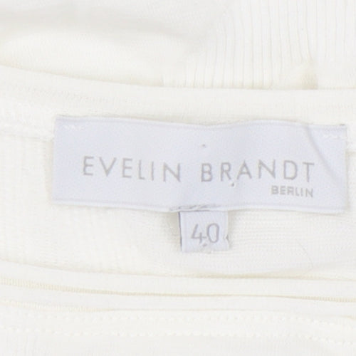 Evelin Brandt Women’s Ivory Sheath Dress Size 12 Knee Length 3/4 Sleeve