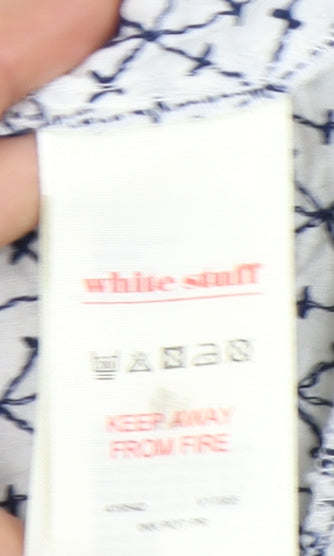 White Stuff Women’s White Navy Embroidered Tunic Blouse Size 16