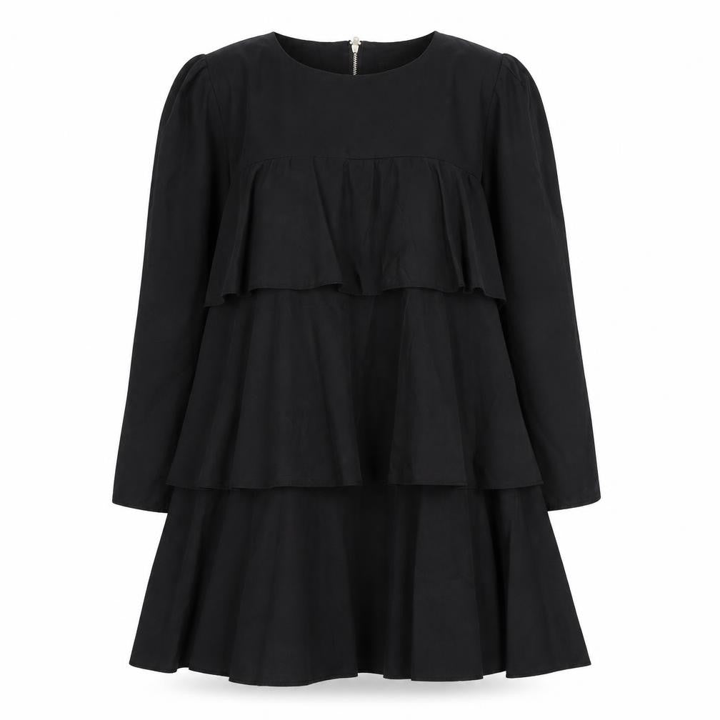 Boohoo Women’s Black Knee Length Trapeze Dress Size 10 Long Sleeve