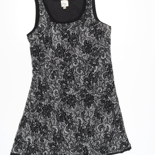 Beige by eci Women’s Black Lace Floral A-Line Dress Size 14