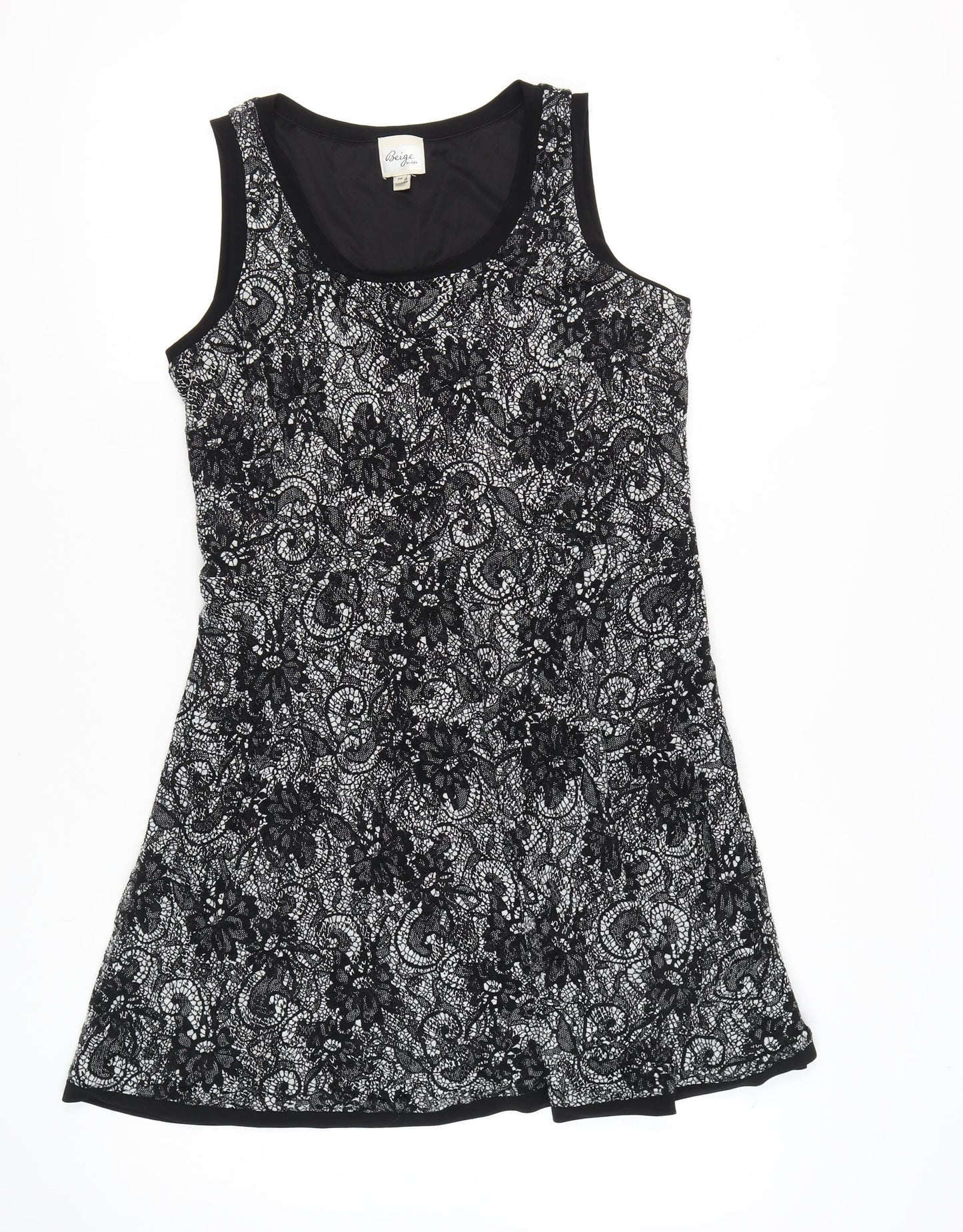 Beige by eci Women’s Black Lace Floral A-Line Dress Size 14