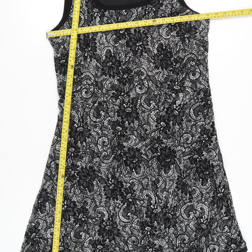 Beige by eci Women’s Black Lace Floral A-Line Dress Size 14