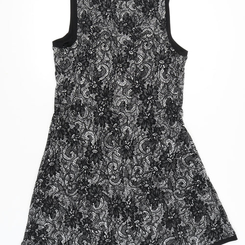Beige by eci Women’s Black Lace Floral A-Line Dress Size 14