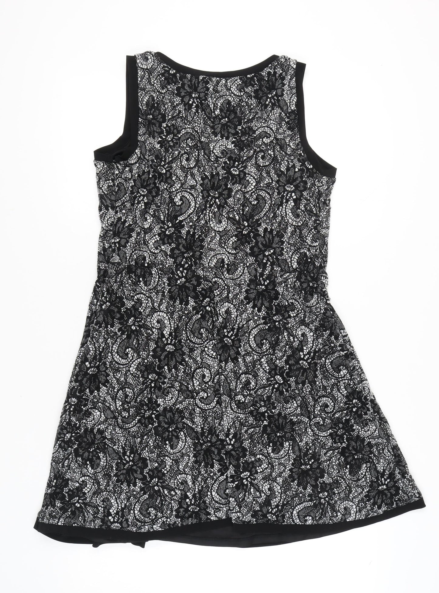 Beige by eci Women’s Black Lace Floral A-Line Dress Size 14