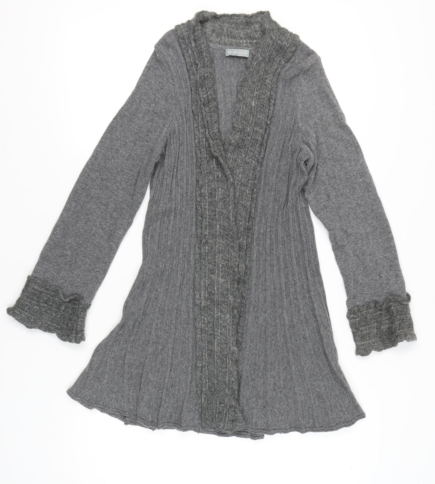 Marks & Spencer Women Grey Size 14 Per Una Cardigan Bell Sleeves Knit