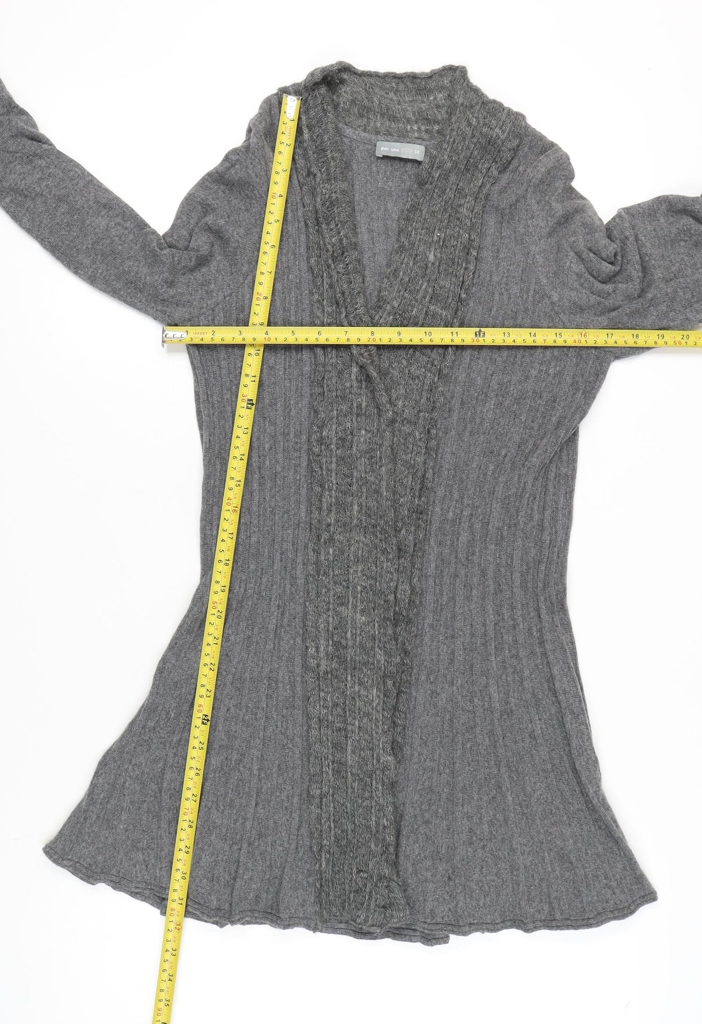 Marks & Spencer Women Grey Size 14 Per Una Cardigan Bell Sleeves Knit