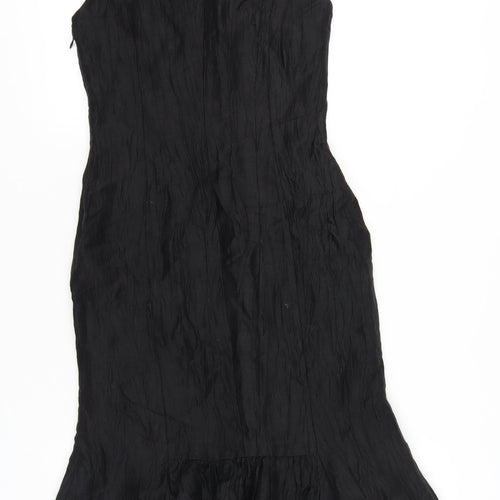 Precis Petite Womens Black Linen Blend Sheath Dress Size 6 Knee Length