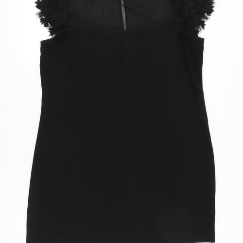 Warehouse Women's Black Size 16 Shift Dress Puff Sleeve Party