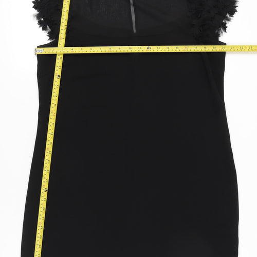 Warehouse Women's Black Size 16 Shift Dress Puff Sleeve Party