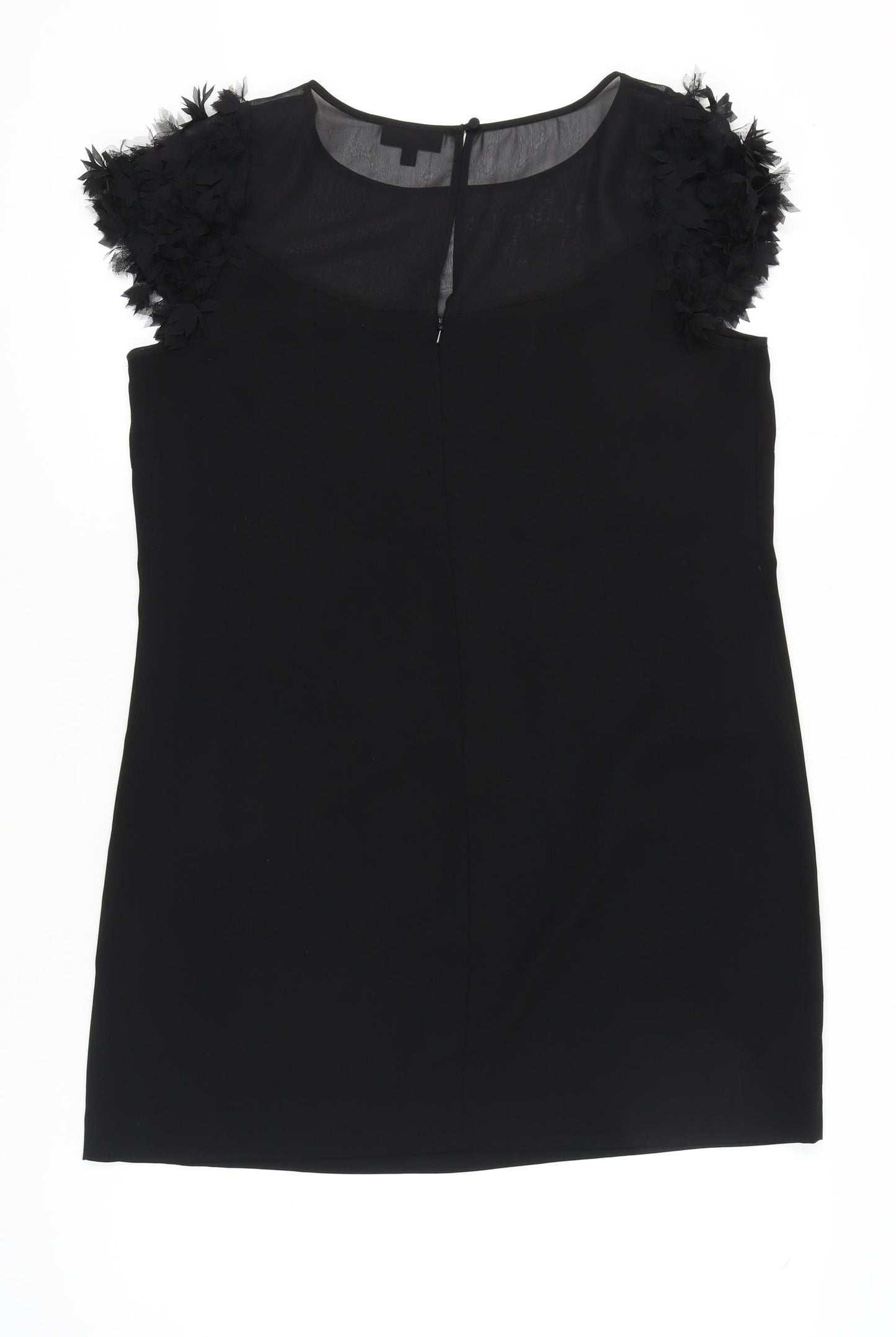 Warehouse Women's Black Size 16 Shift Dress Puff Sleeve Party