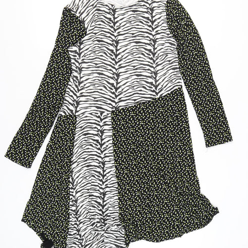 Simply Be Women’s Black Zebra Polka Dot Asymmetric Midi Dress UK 16