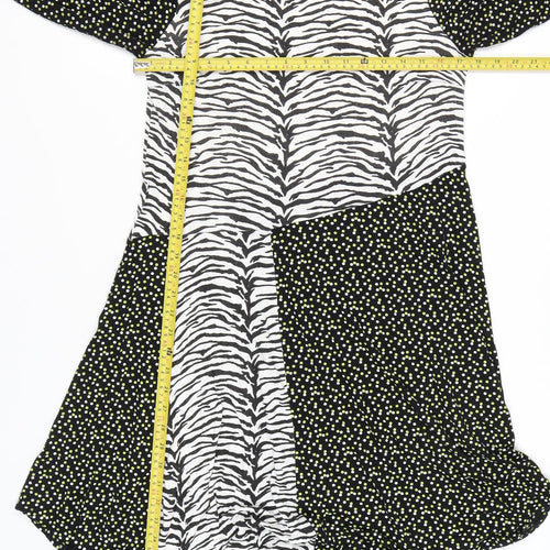 Simply Be Women’s Black Zebra Polka Dot Asymmetric Midi Dress UK 16